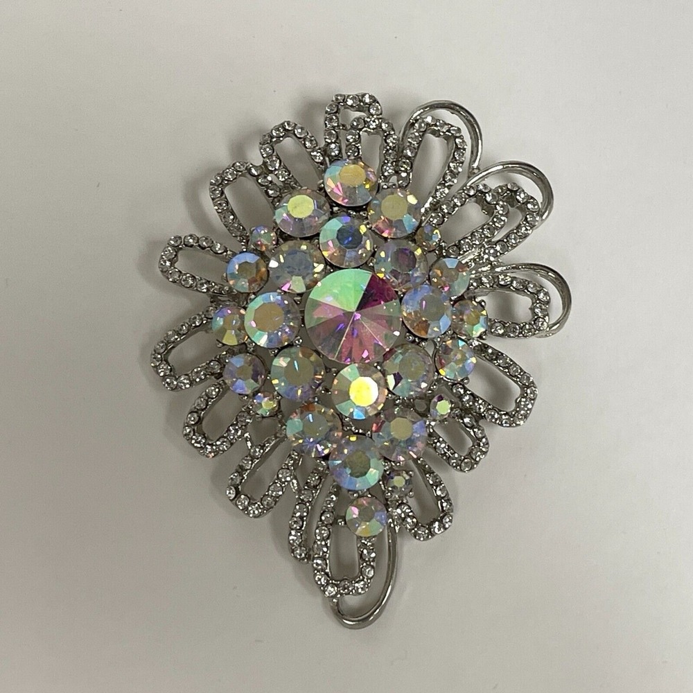 Iridescent Clear Rhinestones Women's Fashion Brooch NWOT